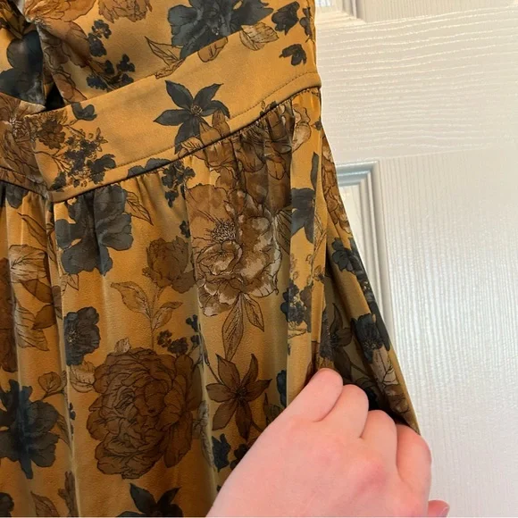 Baltic Born Floral Wide Leg Jumpsuit in Mustard and Green - Picture 5 of 6